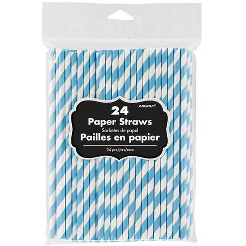 Paper Straws Caribbean Blue 24Pk