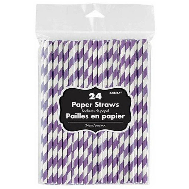 Paper Straws New Purple 24Pk