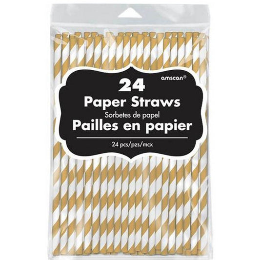 Paper Straws Gold 24Pk