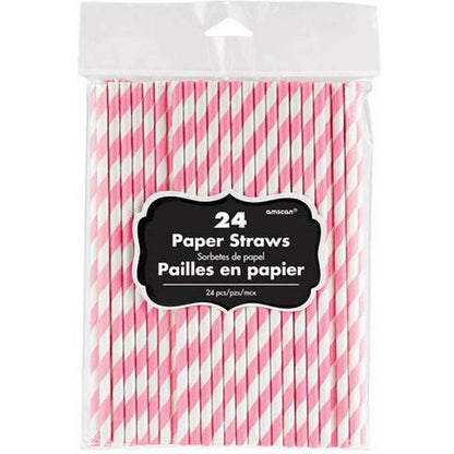 Paper Straws New Pink 24Pk