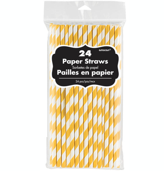 Paper Straws Yellow Sunshine 24Pk