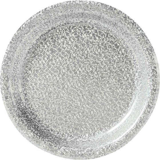 Paper Snack Plates 17cm - Prismatic Silver  8-pack