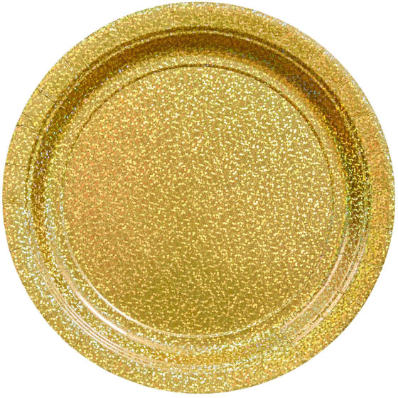 Paper Dinner Plates 23cm - Prismatic Gold  8-pack