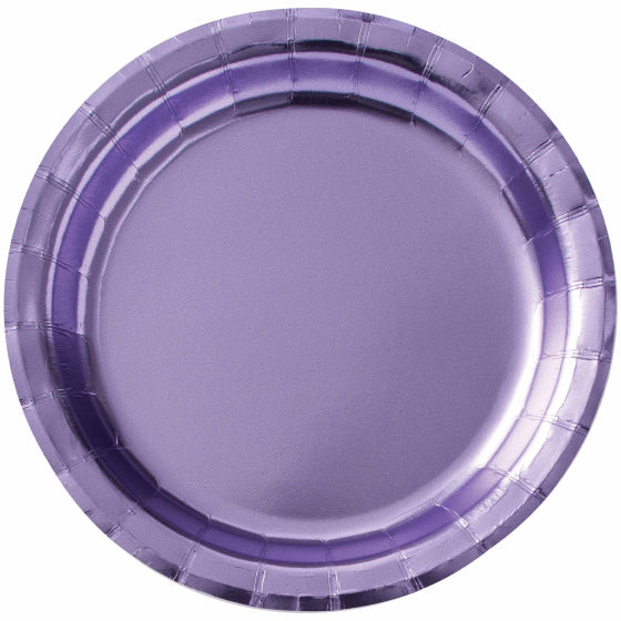 Lavender Metallic Paper Plates 17cm - 8 Pack