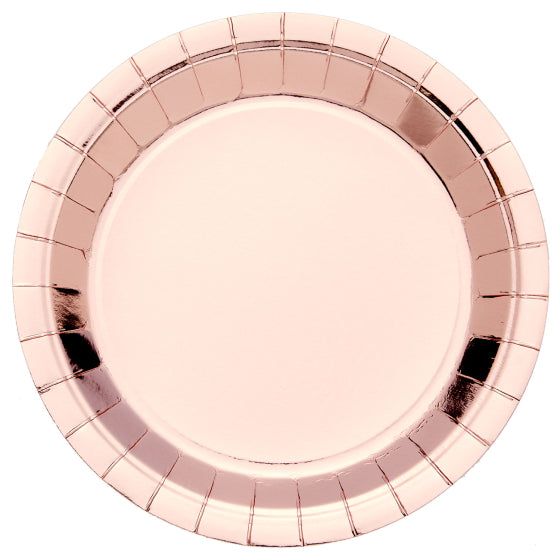 Rose Gold Metallic Paper Plates 23cm - 8 Pack