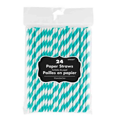 Paper Straws Robin's Egg Blue 24Pk