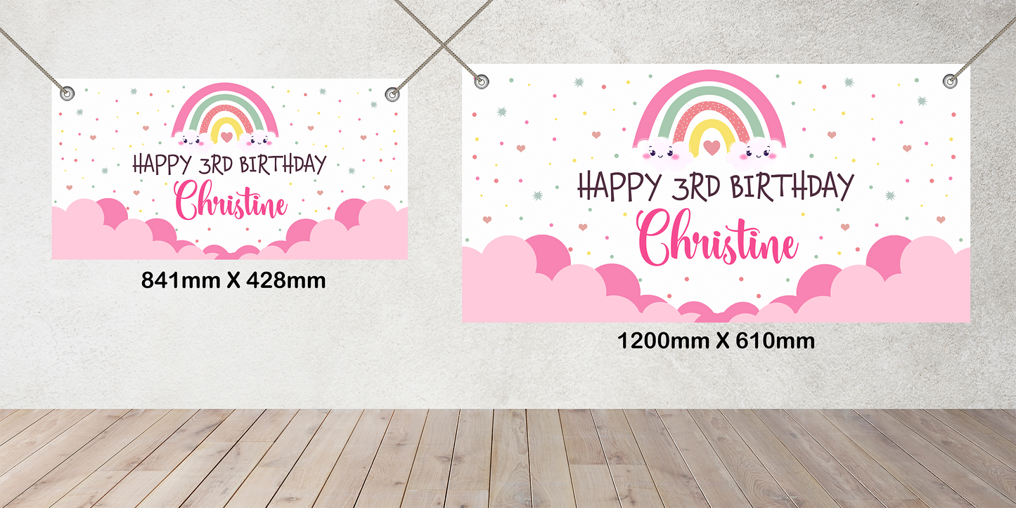 Personalised Boho Rainbow Party Banner