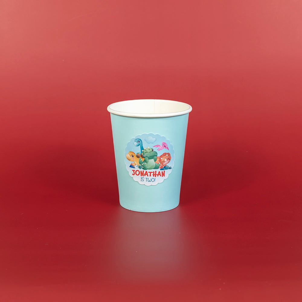 Personalised Dino Cup Stickers - 12 per sheet