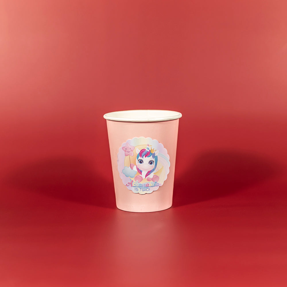 Personalised Unicorn Cup Stickers - 12 per sheet