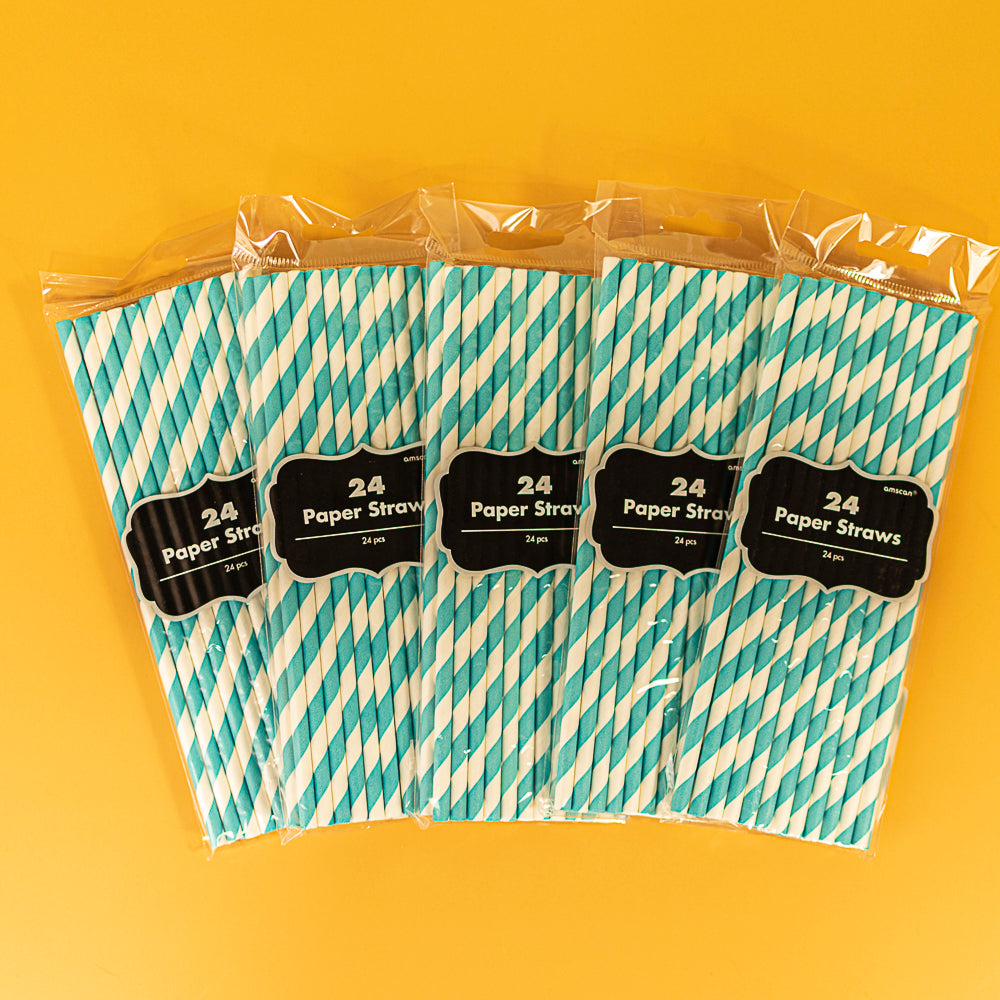 Paper Straws Robin's Egg Blue 24Pk