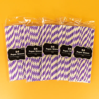 Paper Straws New Purple 24Pk