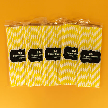 Paper Straws Yellow Sunshine 24Pk