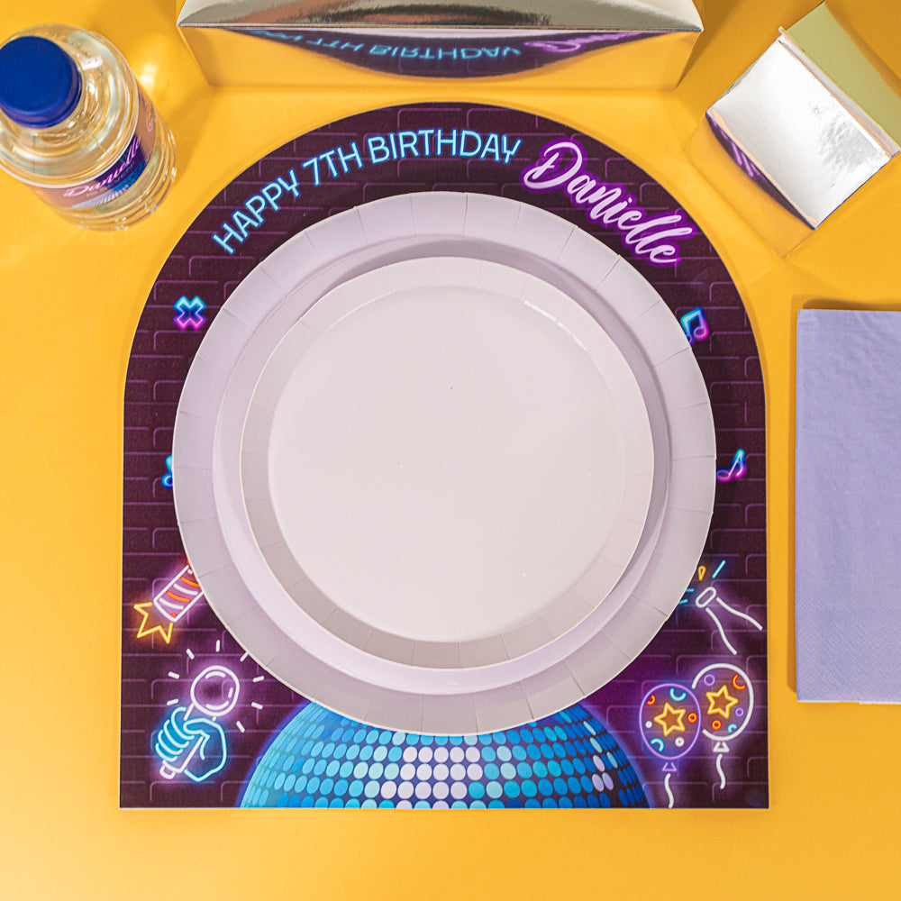 Personalised Neon Disco Placemat Medium