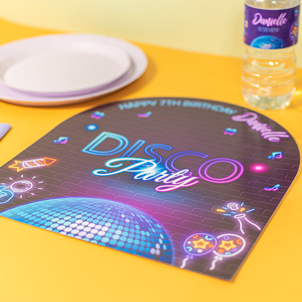 Personalised Neon Disco Placemat Medium