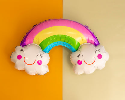 Smiling Cloud Boho Rainbow Foil Balloon