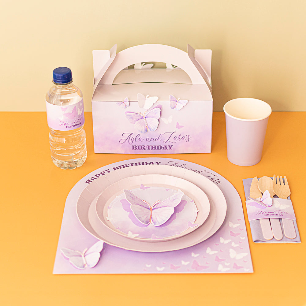 Personalised Butterfly Lilac Napkin & Cutlery Holder 4 pack