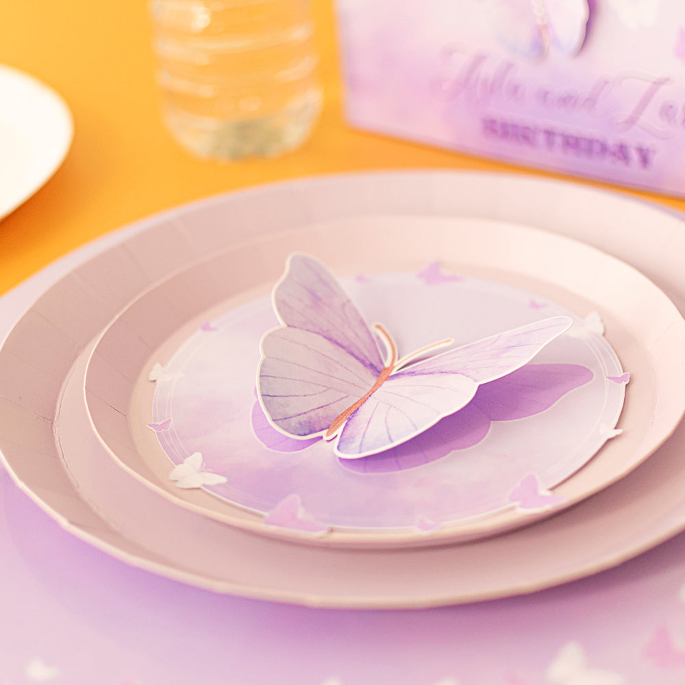 Personalised Butterfly Lilac Plate Topper - 2 pack