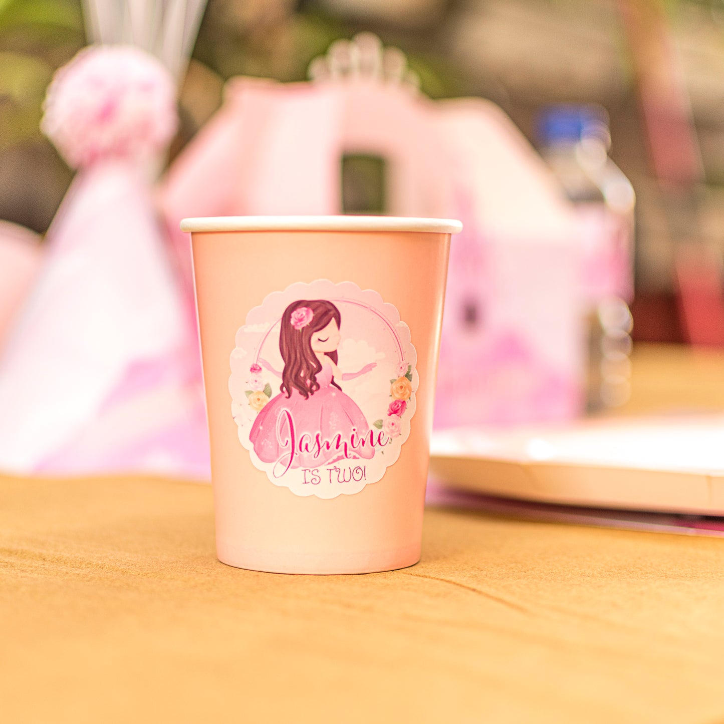 Personalised Princess Cup Stickers - 12 per sheet