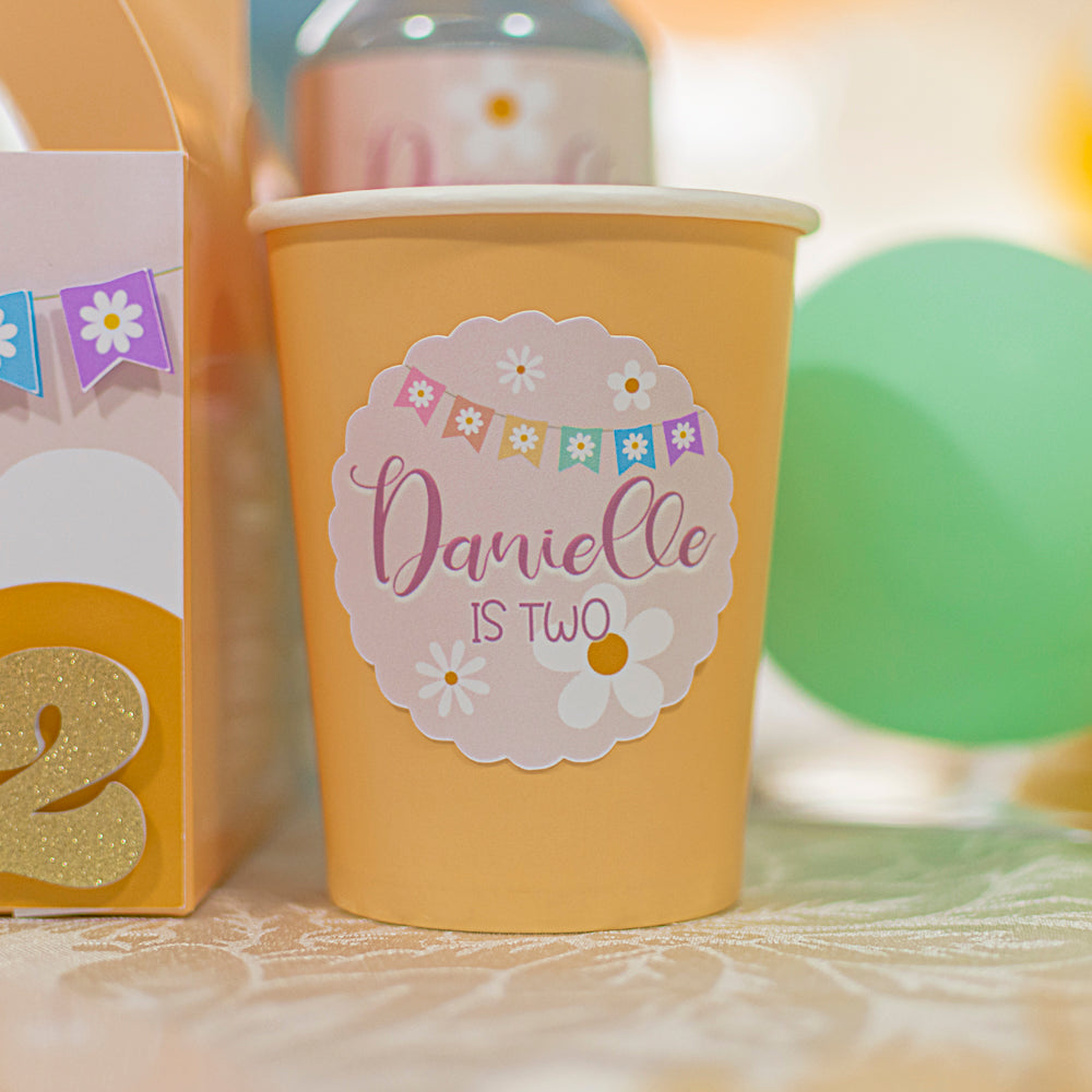 Personalised Daisy Cup Stickers - 12 per sheet