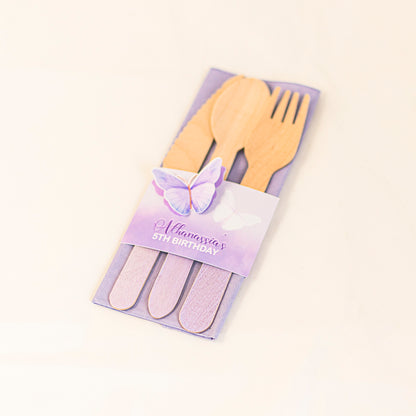 Personalised Butterfly Lilac Napkin & Cutlery Holder 4 pack