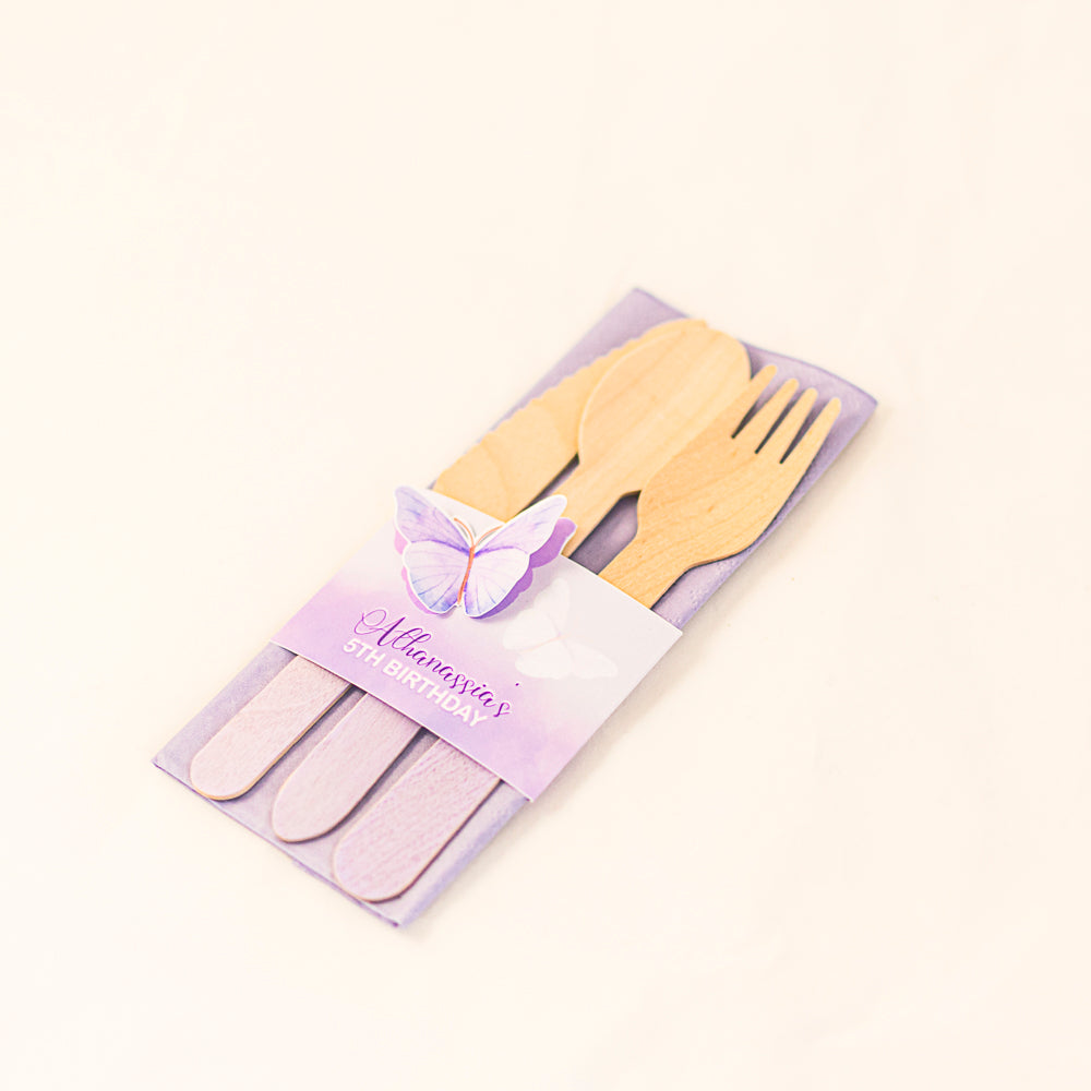 Personalised Butterfly Lilac Napkin & Cutlery Holder 4 pack