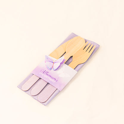 Personalised Butterfly Lilac Napkin & Cutlery Holder 4 pack