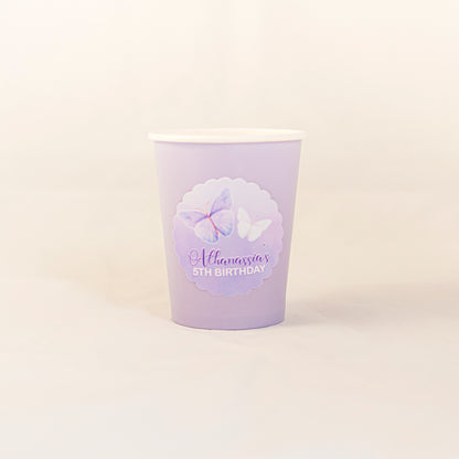 Personalised Butterfly Lilac Cup Stickers - 12 per sheet