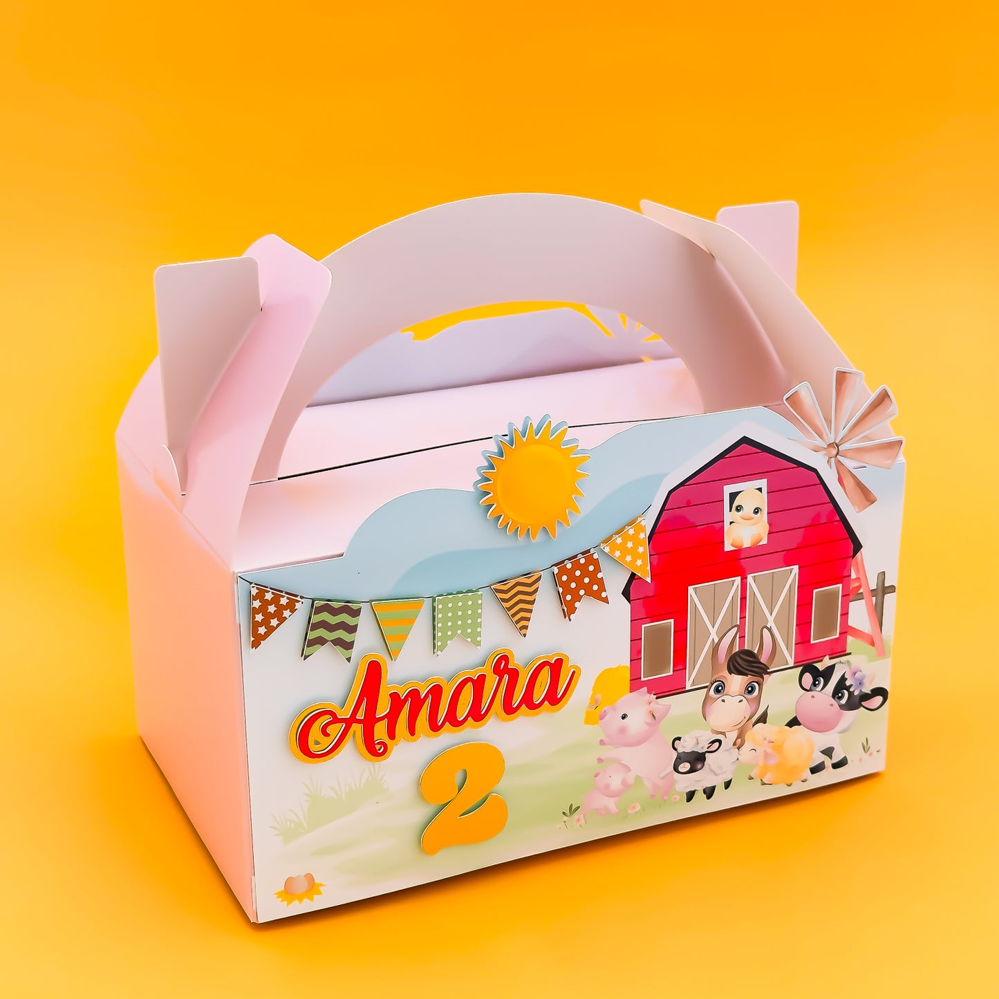 Personalised Lunchbox - Pink Barnyard 1 Piece