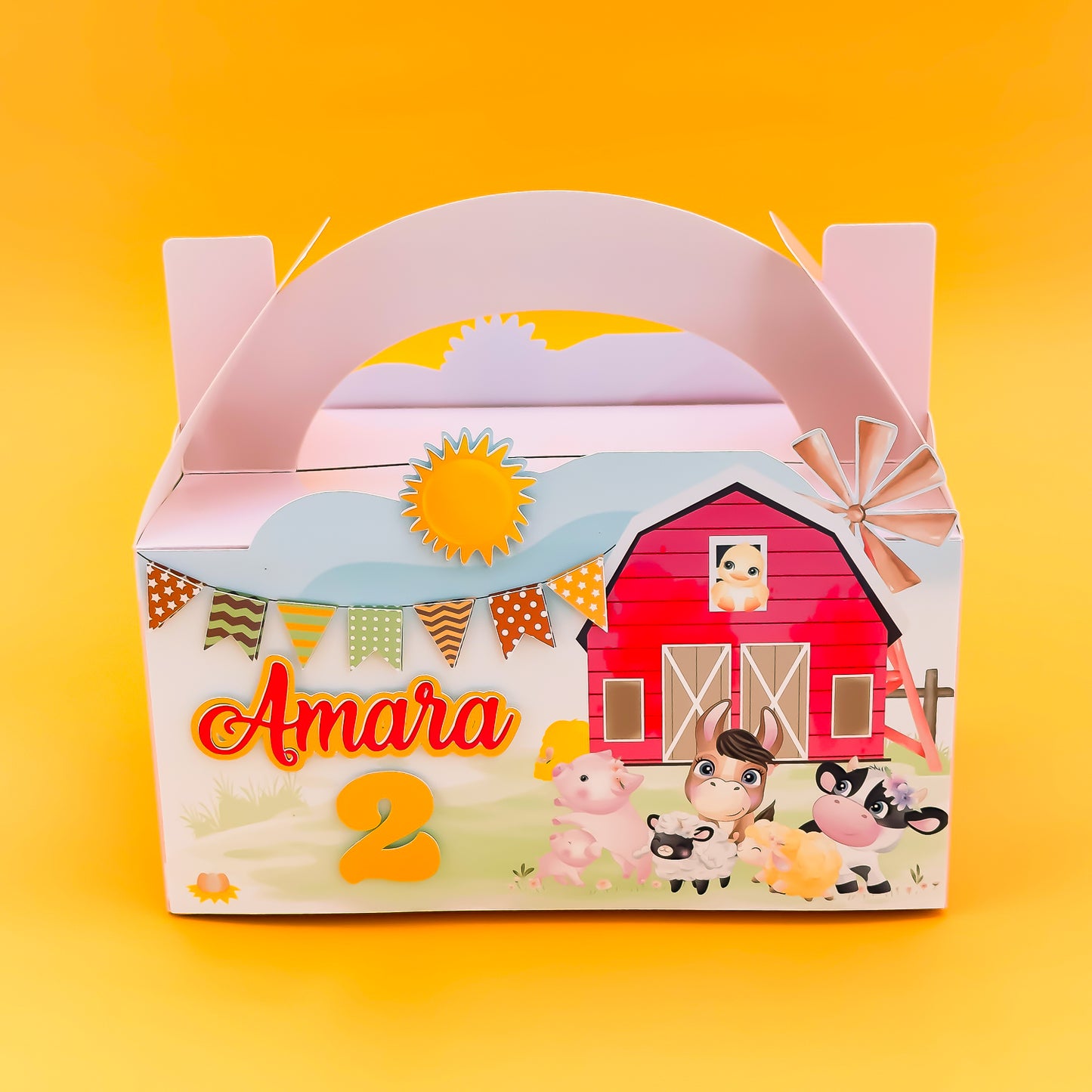 Personalised Lunchbox - Pink Barnyard 1 Piece