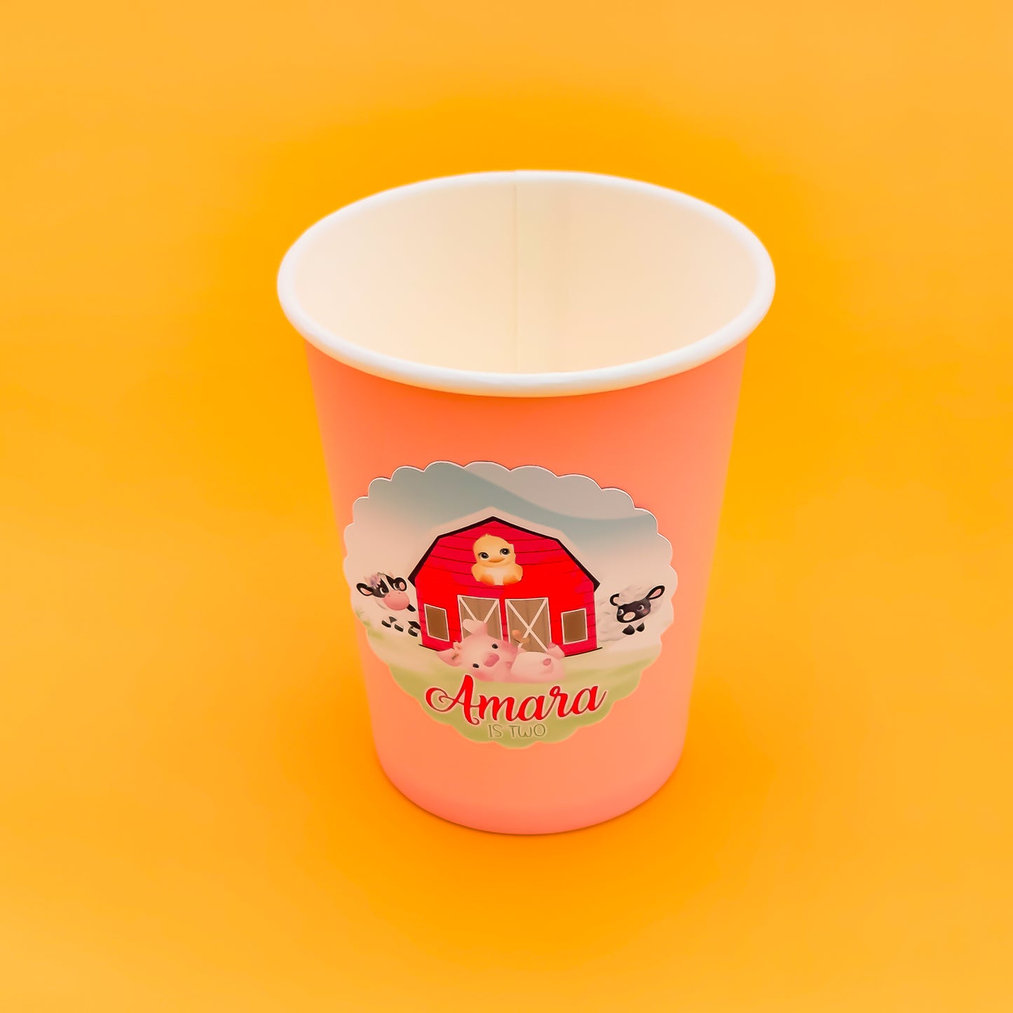 Personalised Pink Barnyard Cup Stickers - 12 per sheet