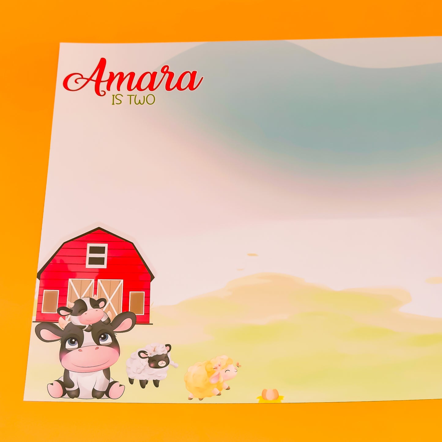 Personalised Pink Barnyard Placemat