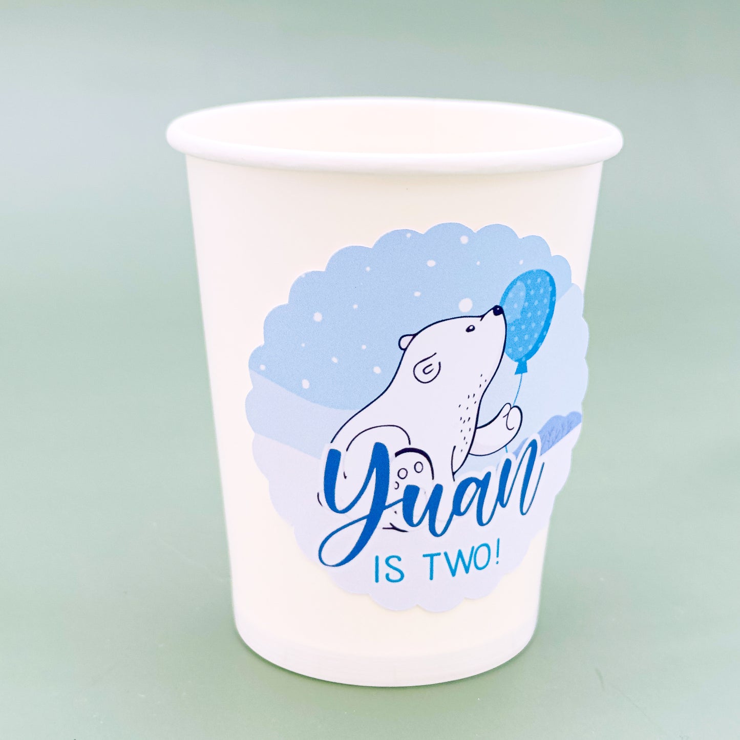 Personalised Polar Bear Cup Stickers - 12 per sheet