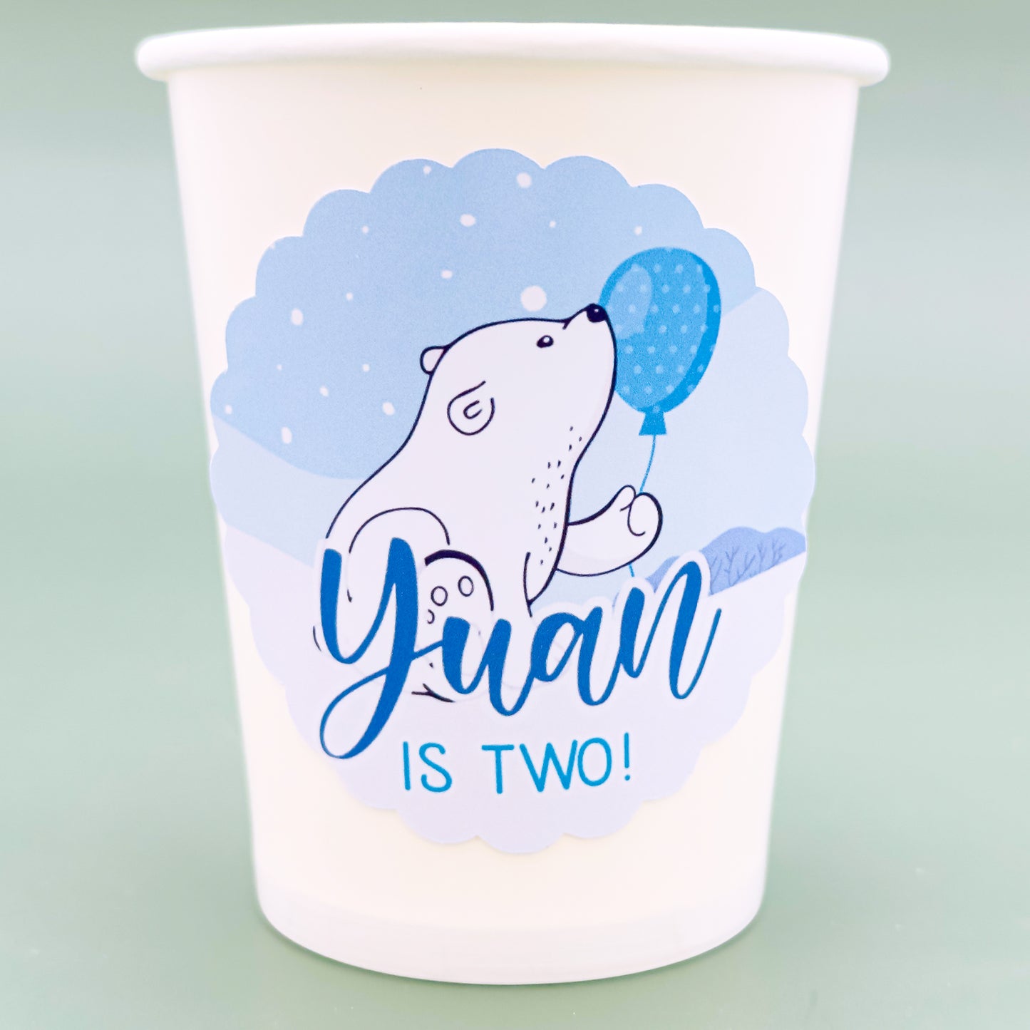 Personalised Polar Bear Cup Stickers - 12 per sheet