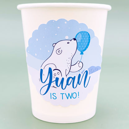 Personalised Polar Bear Cup Stickers - 12 per sheet