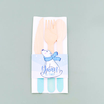 Personalised Polar Bear Napkin & Cutlery Holder 4 pack