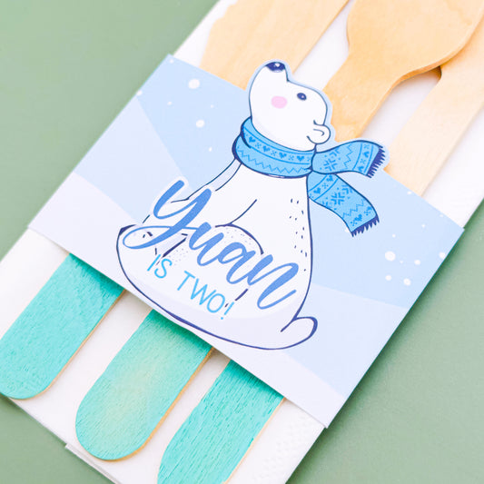 Personalised Polar Bear Napkin & Cutlery Holder 4 pack