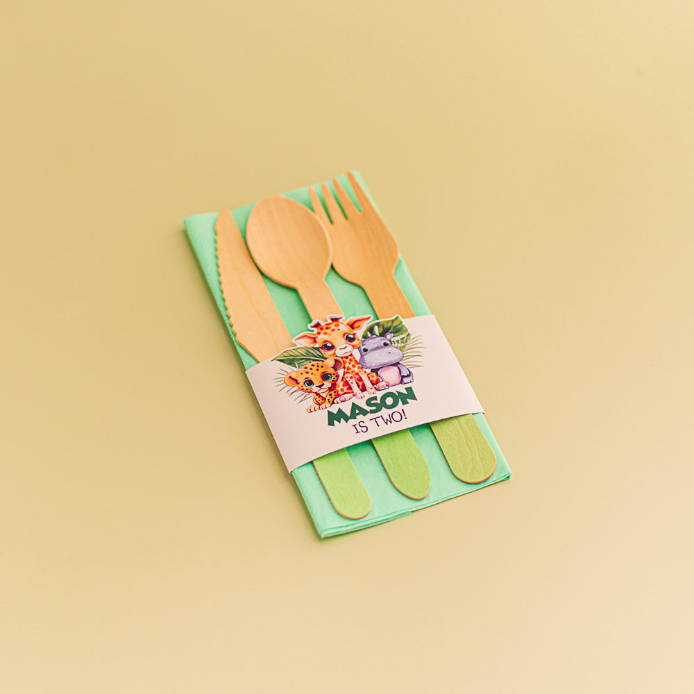 Personalised Jungle Safari Napkin & Cutlery Holder - 4 pack