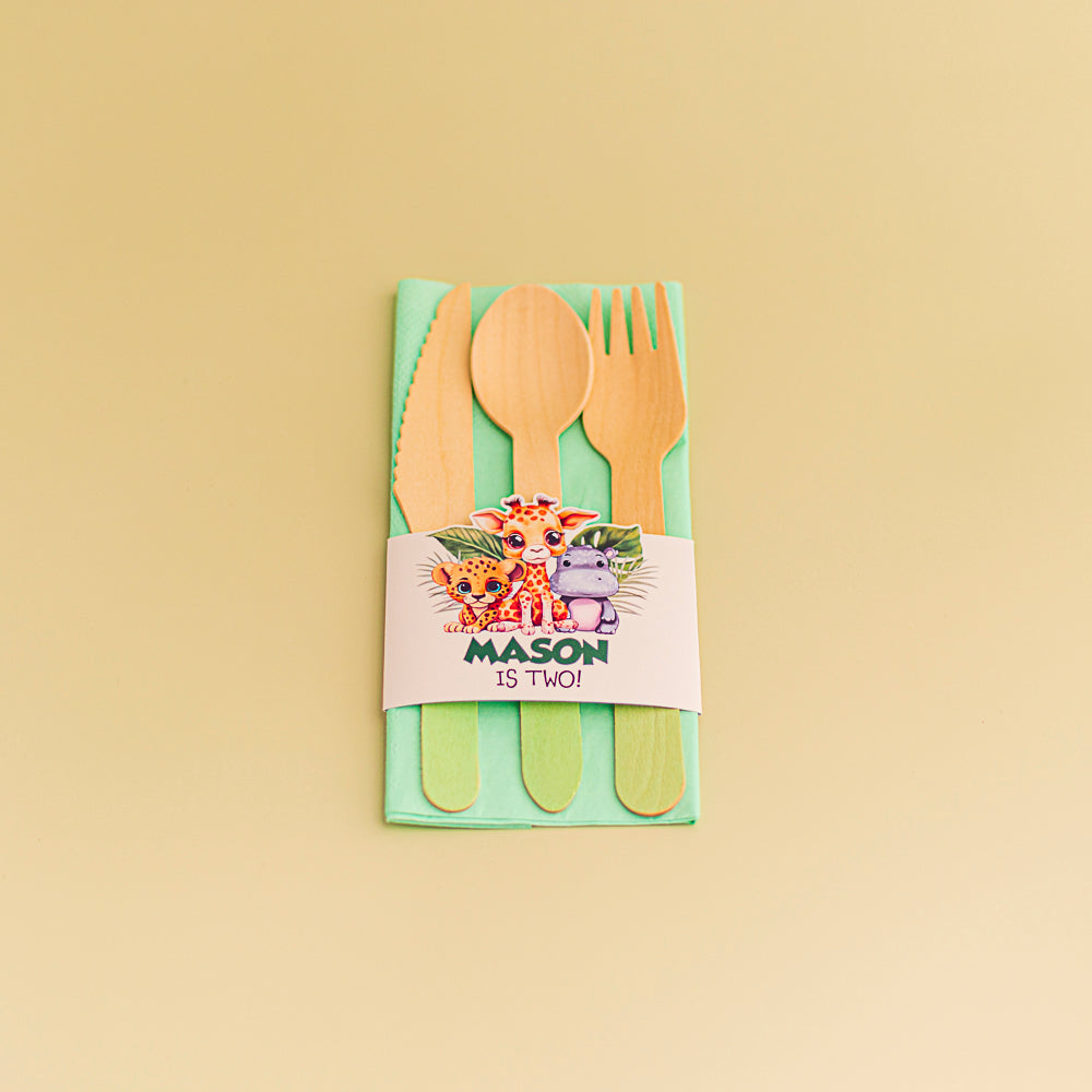 Personalised Jungle Safari Napkin & Cutlery Holder - 4 pack