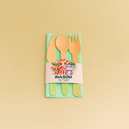 Personalised Jungle Safari Napkin & Cutlery Holder - 4 pack