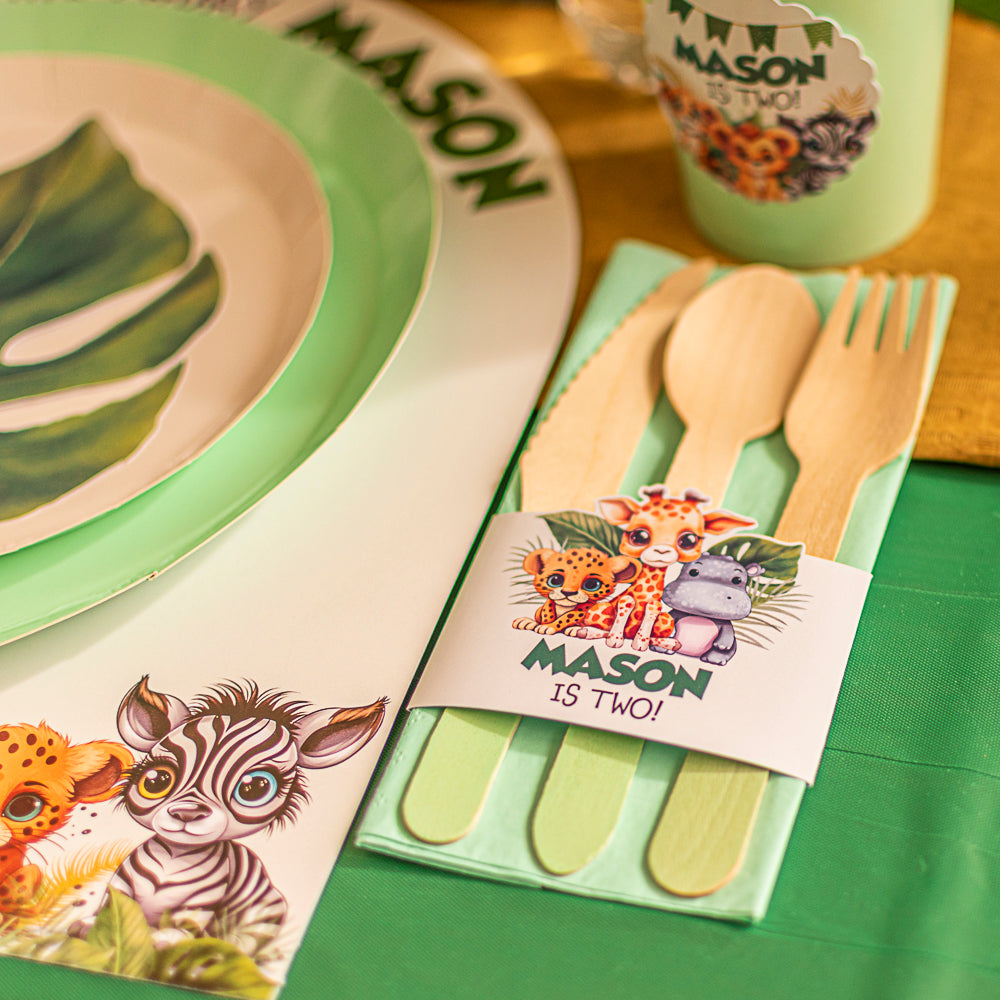 Personalised Jungle Safari Napkin & Cutlery Holder - 4 pack