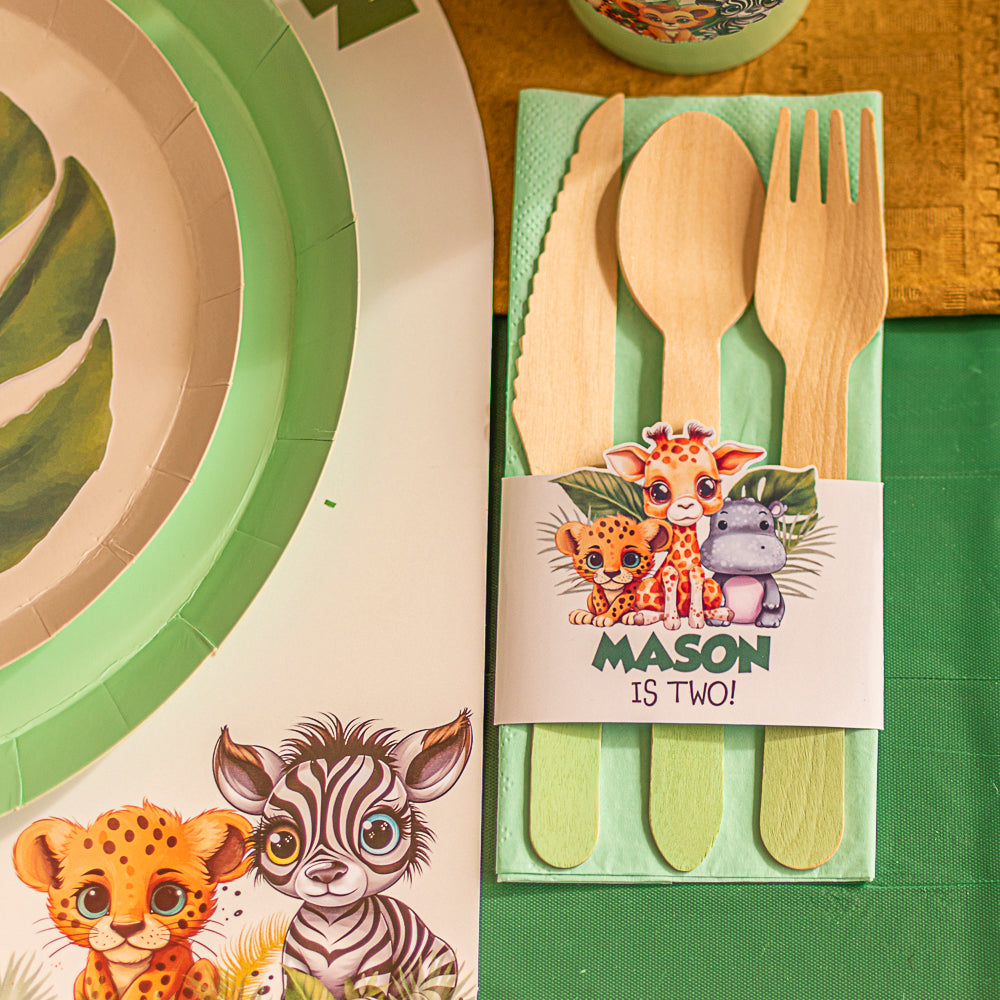 Personalised Jungle Safari Napkin & Cutlery Holder - 4 pack