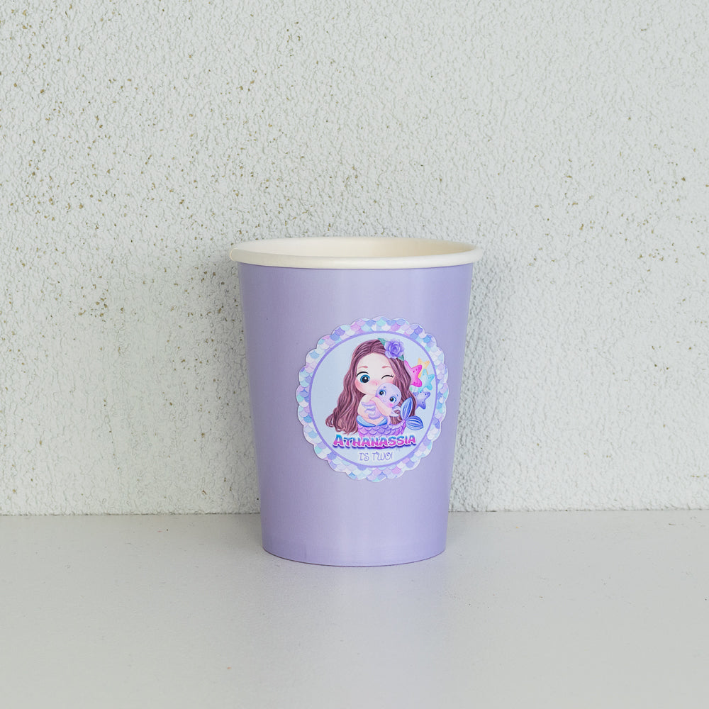 Personalised Mermaid Cup Stickers - 12 per sheet