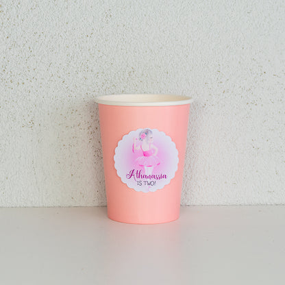 Personalised Ballerina Cup Stickers - 12 per sheet