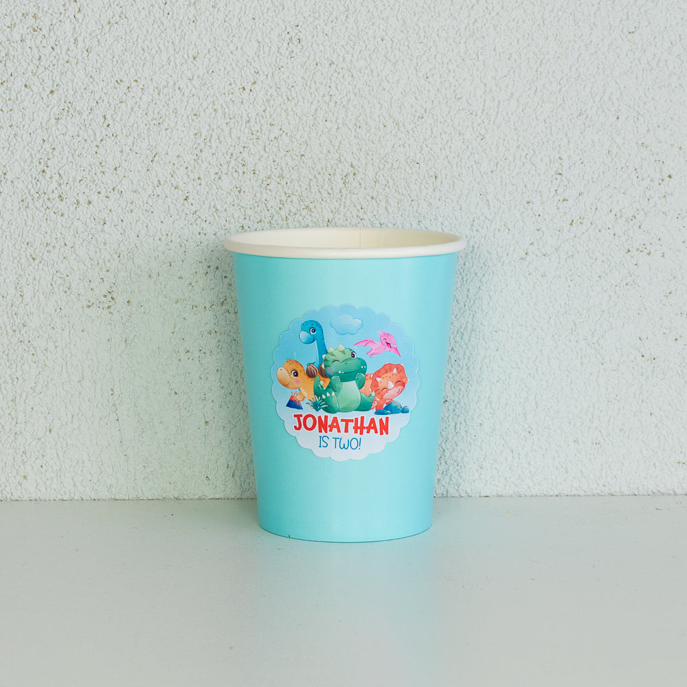 Personalised Dino Cup Stickers - 12 per sheet