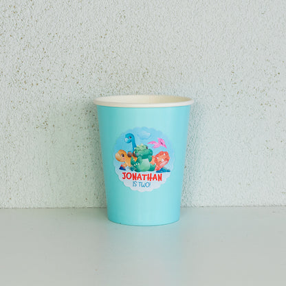 Personalised Dino Cup Stickers - 12 per sheet